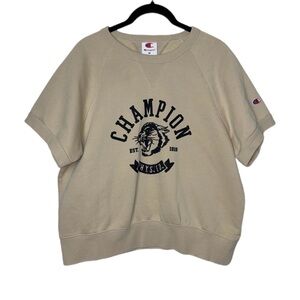 Champion Women's Short Sleeve Fleece Sweatshirt Size Medium Vintage Inspired Tan